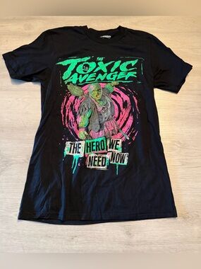 Fright Rags The Toxic Avenger Hero Movie Black T-Shirt Size S Neon Horror Goth